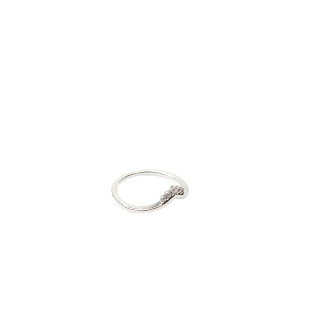 Pandora Womens 925 Silver Cubic Zirconia Tiara Wishbone RIng Sz 6.25